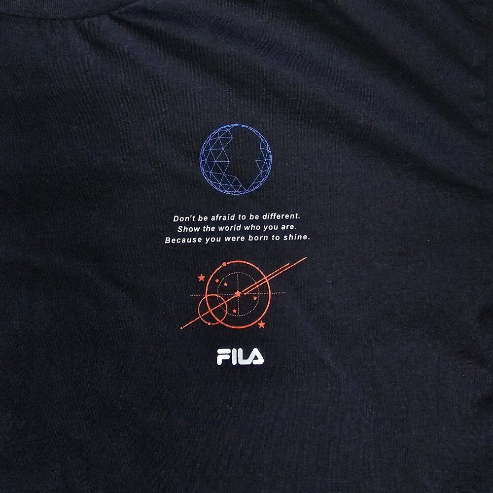 Fila Shirt Mens Medium Black Graphic Tee Tshirt Be Different Hip Hop Skater - Picture 2 of 14
